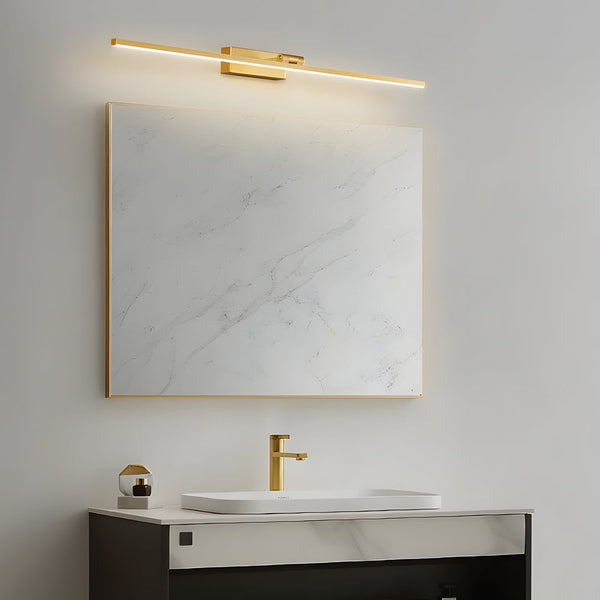 Modern Adjustable Copper LED Bathroom Vanity Light - Rotatable Rod & Linear Acrylic Shade