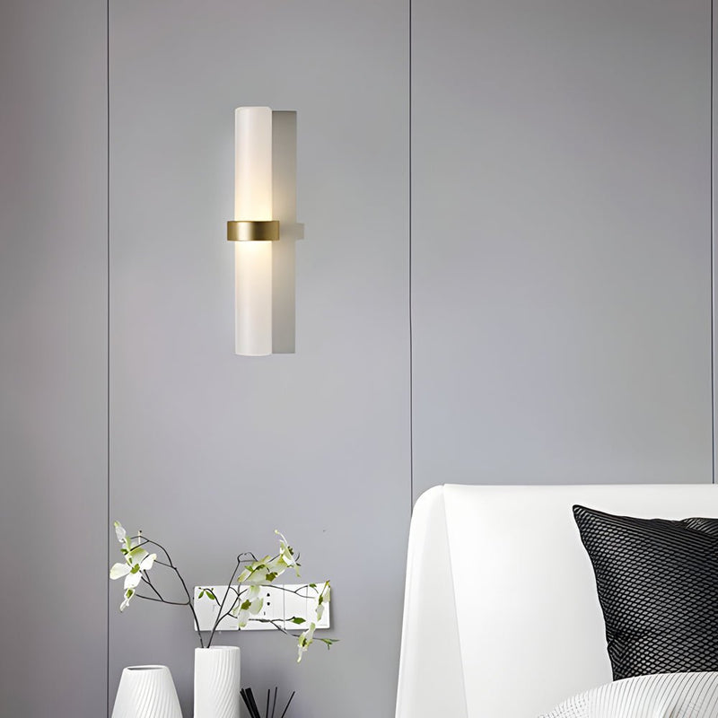 Modern Warm White Frosted Glass Tube 1-Light Wall Sconce - Stylish Lighting for Living Room Decor
