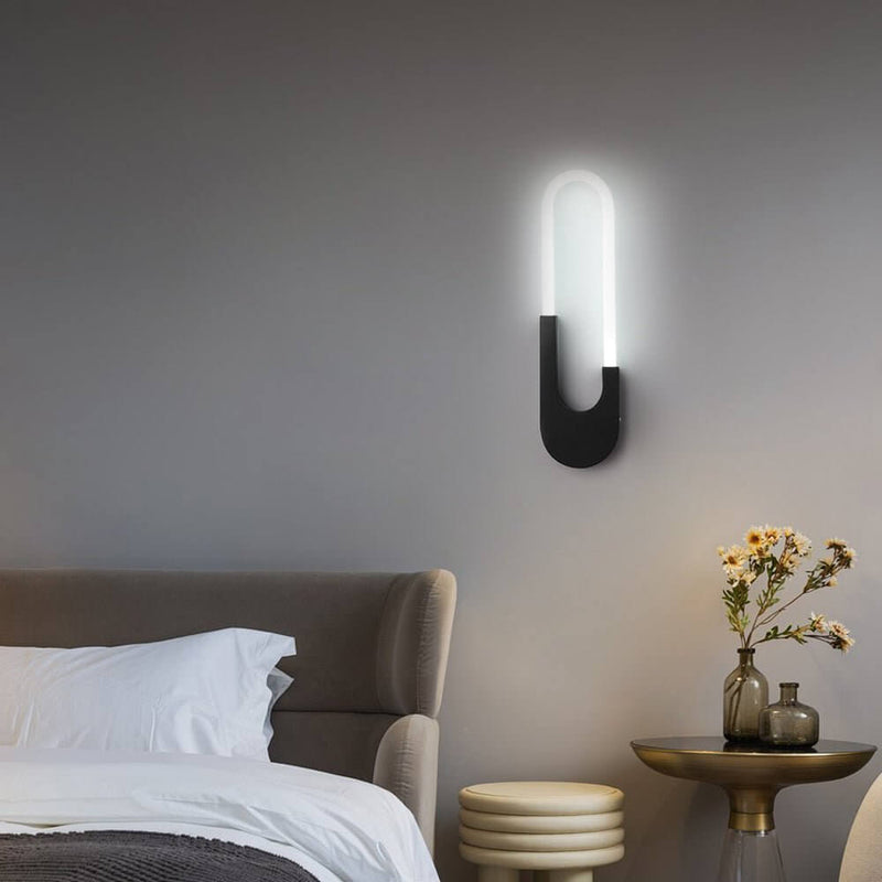 Modern Oval LED Wall Sconces - 16'' High, Elegant Gold & Black Finish for Indoor Lighting