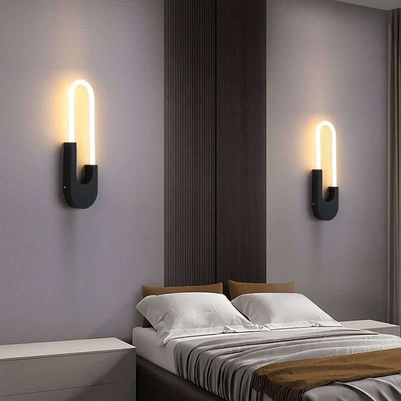 Modern Oval LED Wall Sconces - 16'' High, Elegant Gold & Black Finish for Indoor Lighting