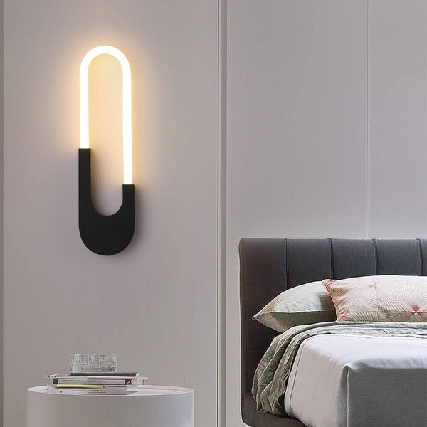 Modern Oval LED Wall Sconces - 16'' High, Elegant Gold & Black Finish for Indoor Lighting