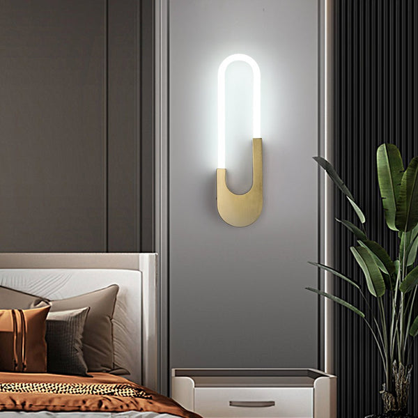 Modern Oval LED Wall Sconces - 16'' High, Elegant Gold & Black Finish for Indoor Lighting