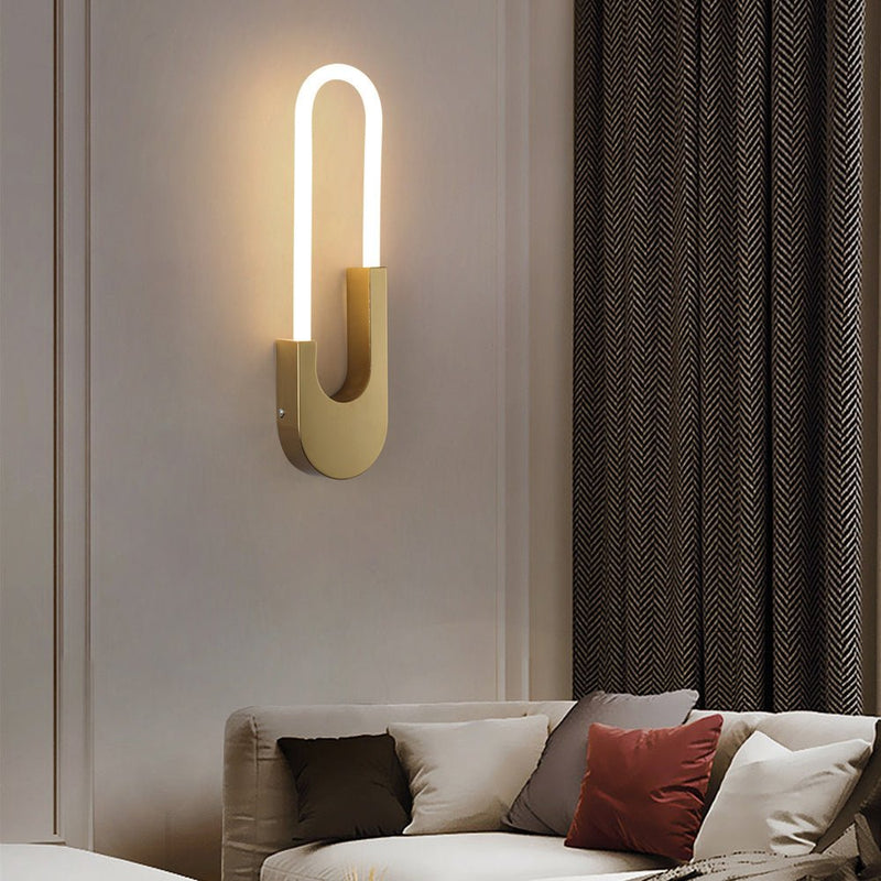 Modern Oval LED Wall Sconces - 16'' High, Elegant Gold & Black Finish for Indoor Lighting