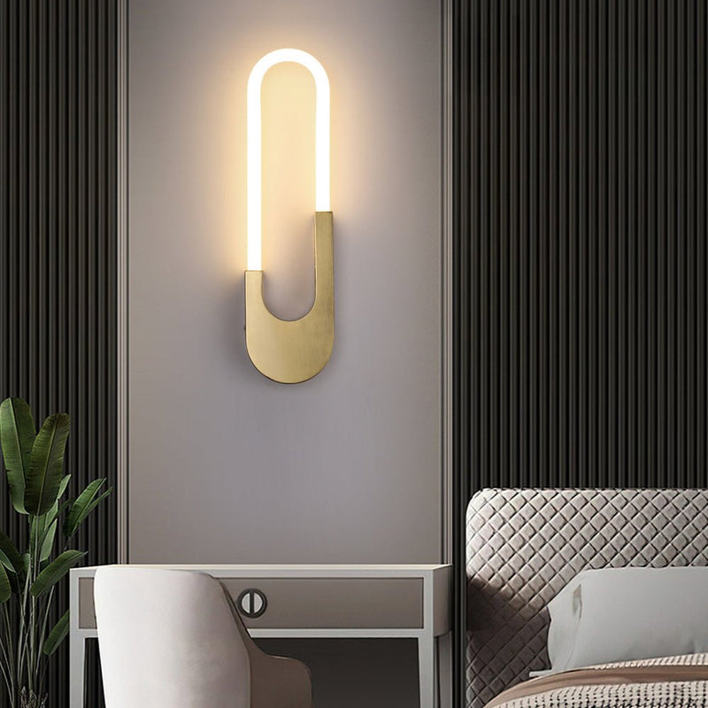 Modern Oval LED Wall Sconces - 16'' High, Elegant Gold & Black Finish for Indoor Lighting