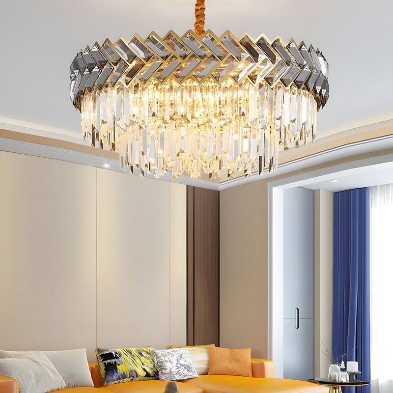 Modern Dimmable LED Crystal Chandelier for Dining Room - Round & Rectangle Options