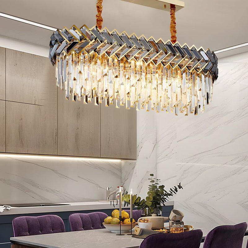 Modern Dimmable LED Crystal Chandelier for Dining Room - Round & Rectangle Options