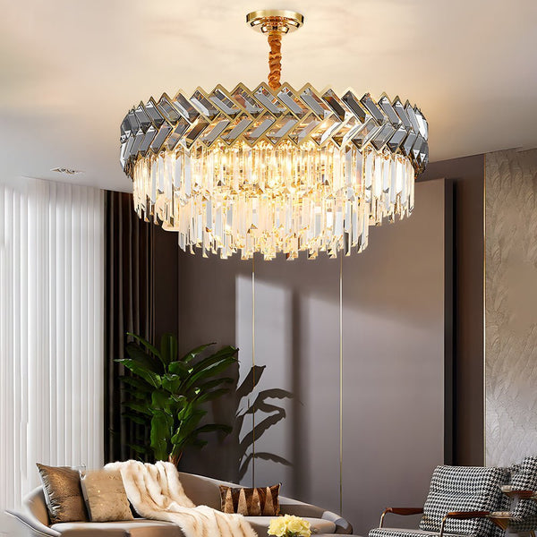 Modern Dimmable LED Crystal Chandelier for Dining Room - Round & Rectangle Options