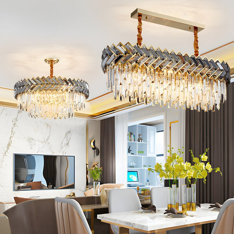 Modern Dimmable LED Crystal Chandelier for Dining Room - Round & Rectangle Options