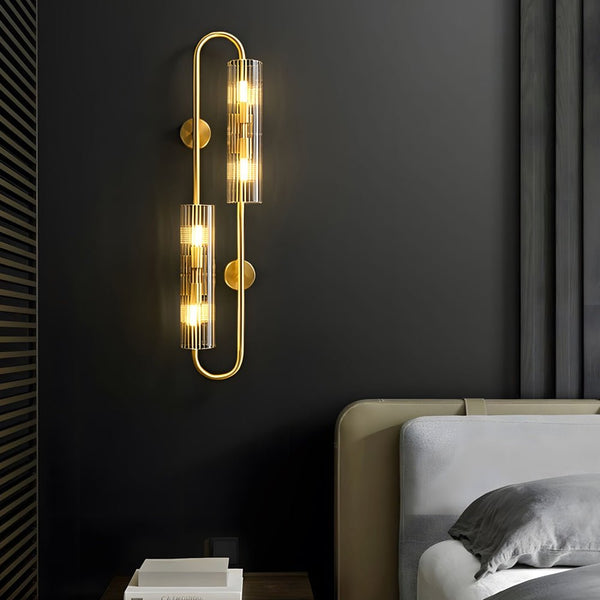 Elegant Modern 4-Light Oval Brass Wall Lamp with Clear Glass Shade - Luxury Home Lighting Fixture