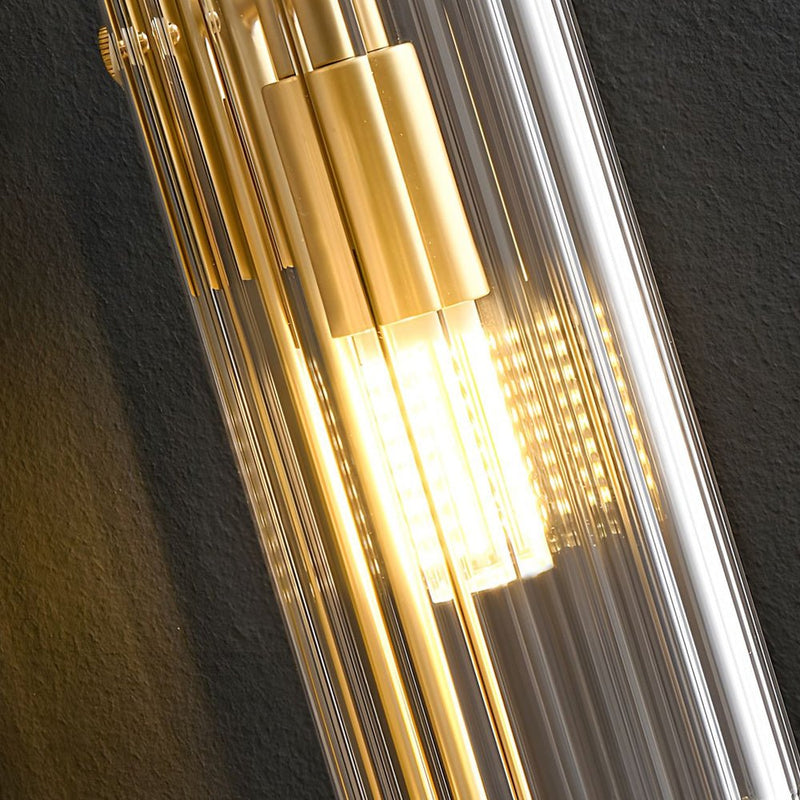 Elegant Modern 4-Light Oval Brass Wall Lamp with Clear Glass Shade - Luxury Home Lighting Fixture