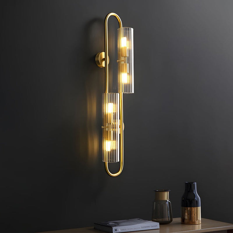 Elegant Modern 4-Light Oval Brass Wall Lamp with Clear Glass Shade - Luxury Home Lighting Fixture