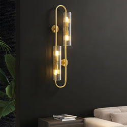 Elegant Modern 4-Light Oval Brass Wall Lamp with Clear Glass Shade - Luxury Home Lighting Fixture