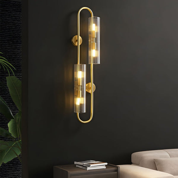Elegant Modern 4-Light Oval Brass Wall Lamp with Clear Glass Shade - Luxury Home Lighting Fixture