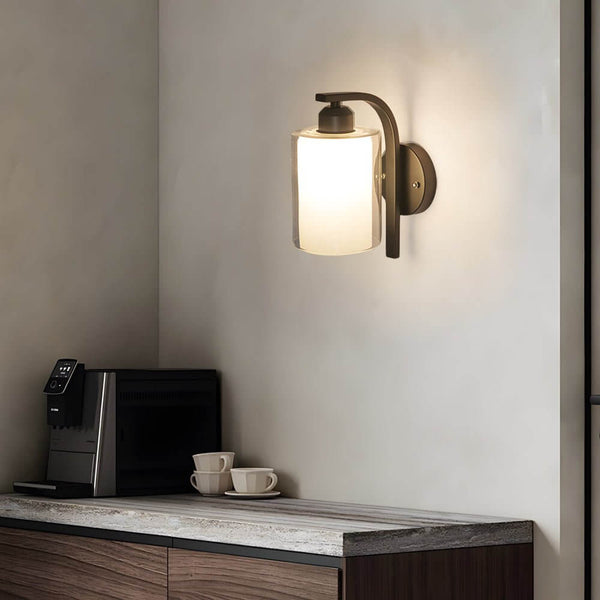 Modern Minimalist Black Cylindrical Glass Wall Sconce - Elegant Lighting Fixture for Contemporary Home Decor