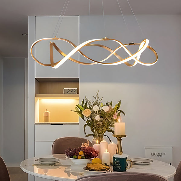 Modern Gold Round Dimmable LED Geometric Chandelier - Stylish Aluminum Lighting Fixture