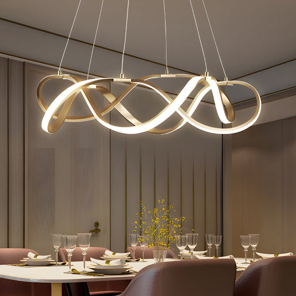 Modern Gold Round Dimmable LED Geometric Chandelier - Stylish Aluminum Lighting Fixture