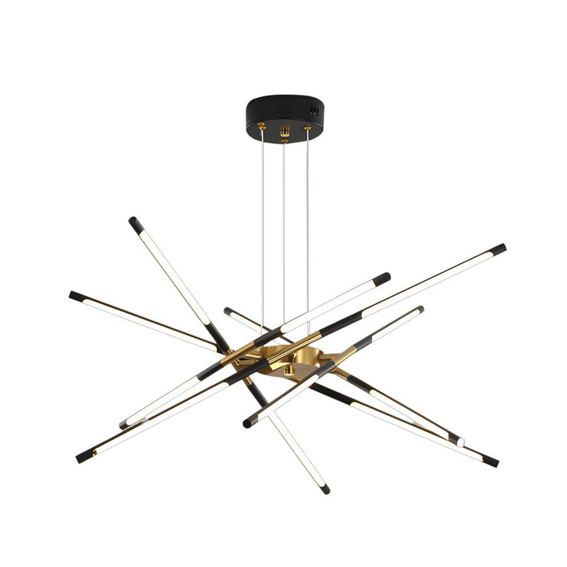 Modern Stepless Dimming Long LED Linear Sputnik Chandelier - Elegant Gold & Black Finish