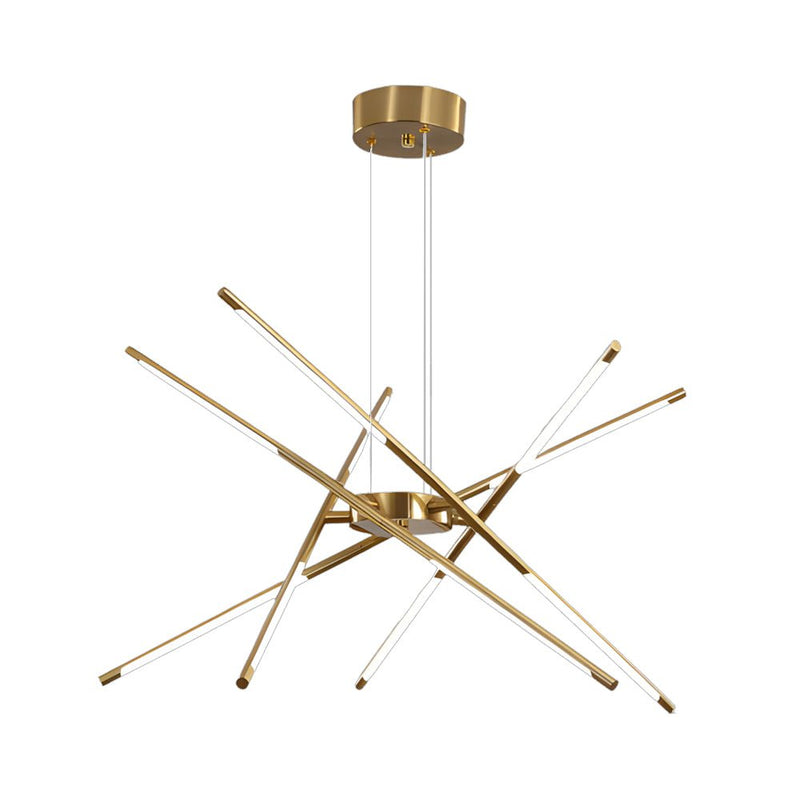 Modern Stepless Dimming Long LED Linear Sputnik Chandelier - Elegant Gold & Black Finish