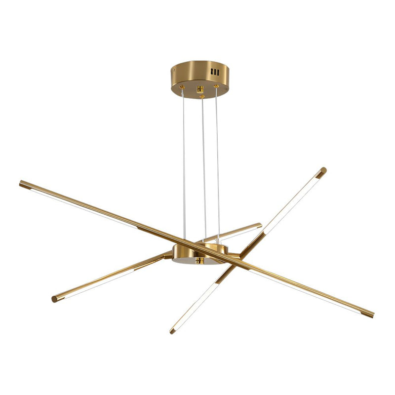 Modern Stepless Dimming Long LED Linear Sputnik Chandelier - Elegant Gold & Black Finish