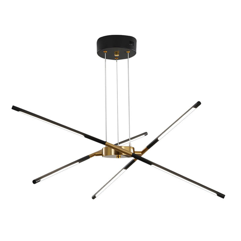 Modern Stepless Dimming Long LED Linear Sputnik Chandelier - Elegant Gold & Black Finish