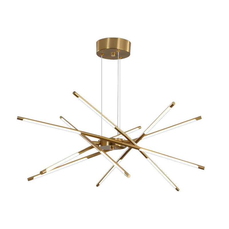 Modern Stepless Dimming Long LED Linear Sputnik Chandelier - Elegant Gold & Black Finish