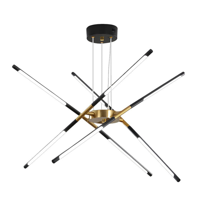 Modern Stepless Dimming Long LED Linear Sputnik Chandelier - Elegant Gold & Black Finish