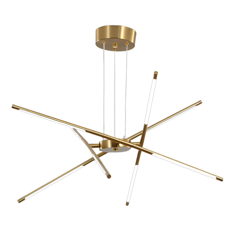 Modern Stepless Dimming Long LED Linear Sputnik Chandelier - Elegant Gold & Black Finish