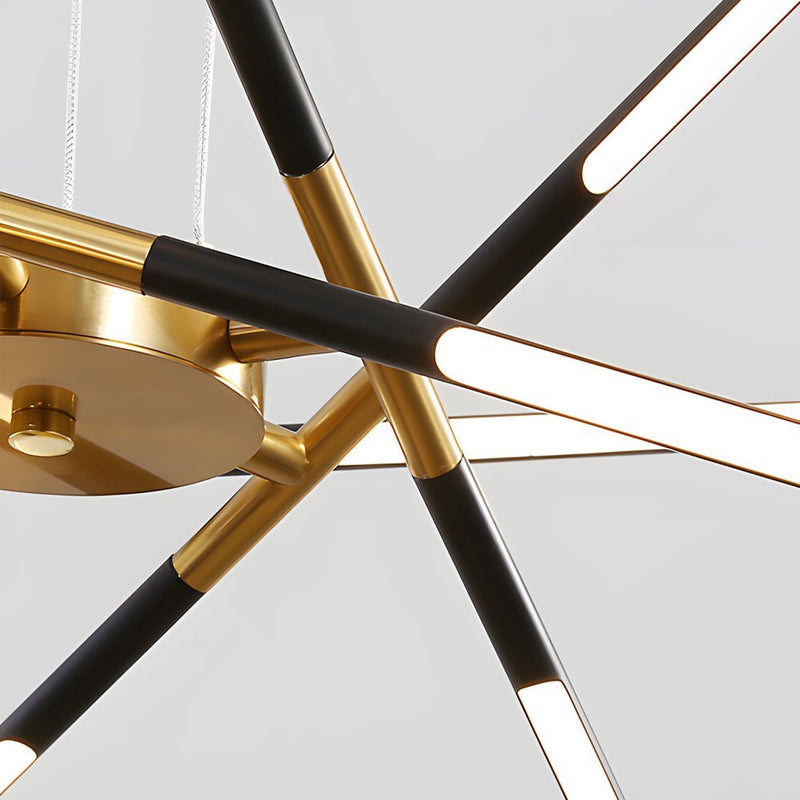 Modern Stepless Dimming Long LED Linear Sputnik Chandelier - Elegant Gold & Black Finish