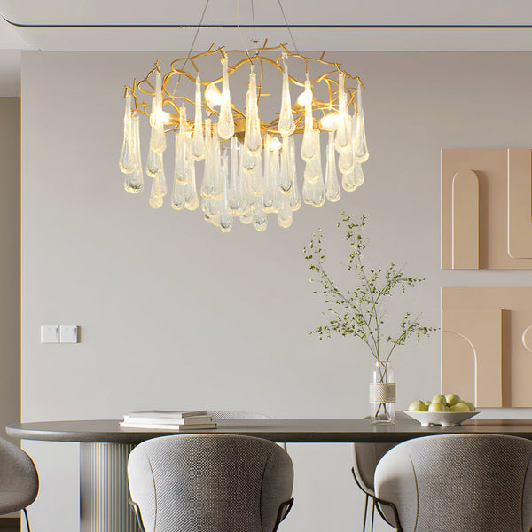 Luxury Modern Tree Branch Chandelier with Crystal Raindrop Accents – Elegant Home Lighting Fixture