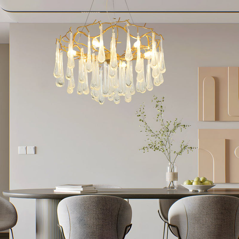 Luxury Modern Tree Branch Chandelier with Crystal Raindrop Accents – Elegant Home Lighting Fixture
