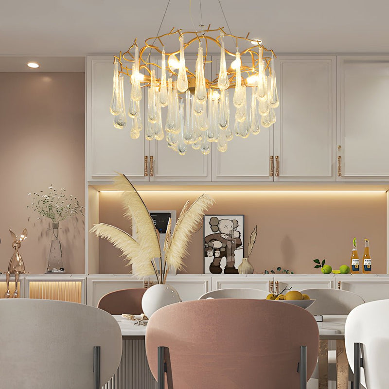 Luxury Modern Tree Branch Chandelier with Crystal Raindrop Accents – Elegant Home Lighting Fixture