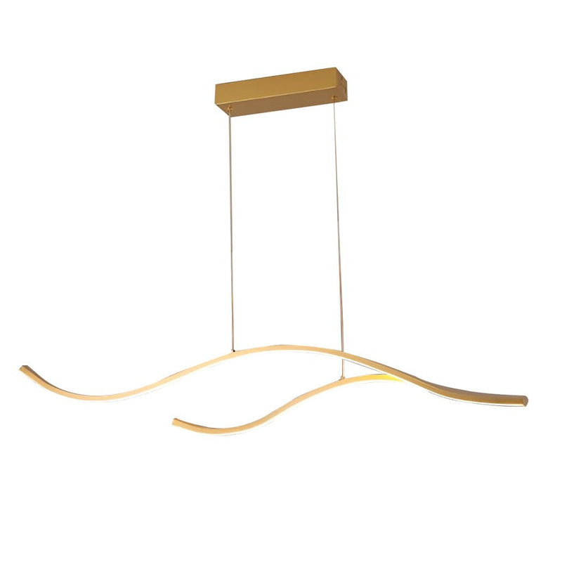 Wave Linear LED Hanging Branch Chandelier - Modern Island Ceiling Light Fixture for Dining Room & Kitchen