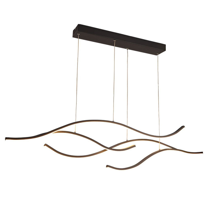 Wave Linear LED Hanging Branch Chandelier - Modern Island Ceiling Light Fixture for Dining Room & Kitchen