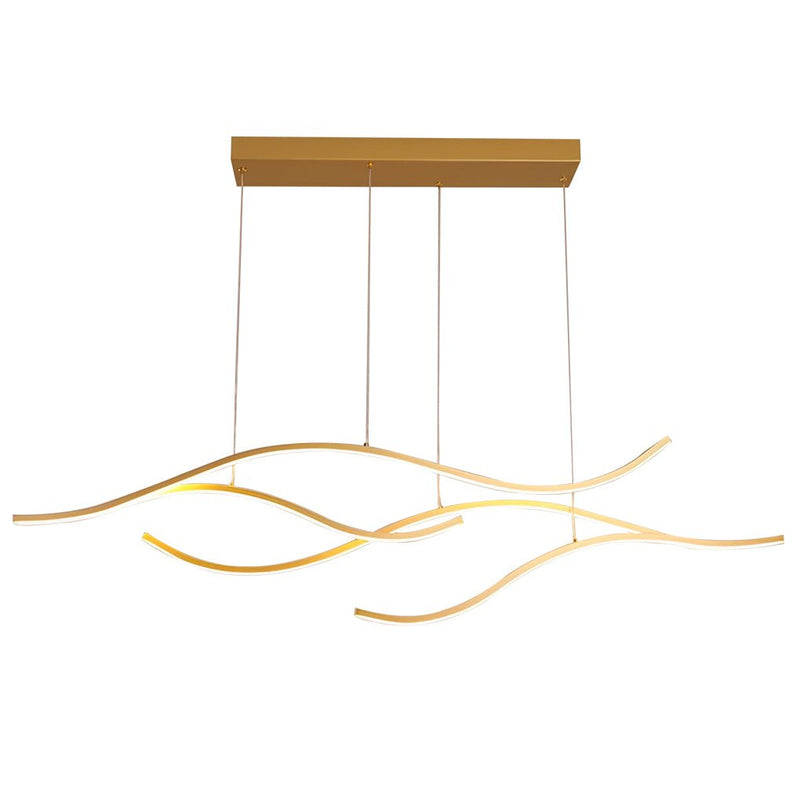 Wave Linear LED Hanging Branch Chandelier - Modern Island Ceiling Light Fixture for Dining Room & Kitchen