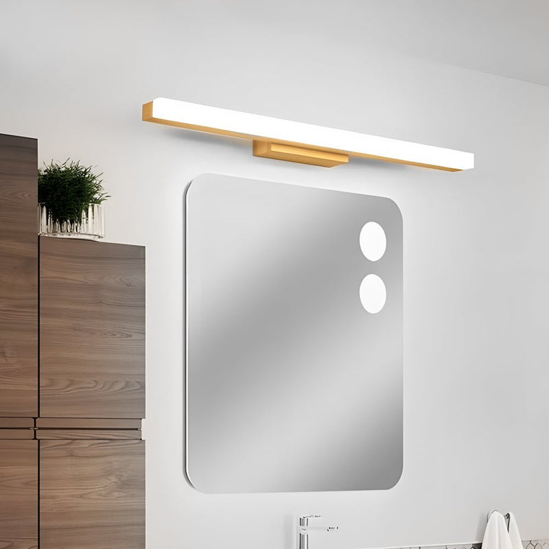 Modern Rectangular Wooden LED Vanity Light - Stylish Wall-Mount Bathroom Lighting Fixture