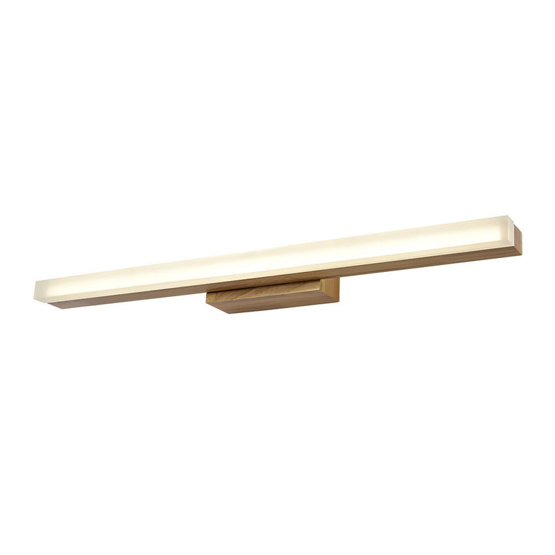 Modern Rectangular Wooden LED Vanity Light - Stylish Wall-Mount Bathroom Lighting Fixture