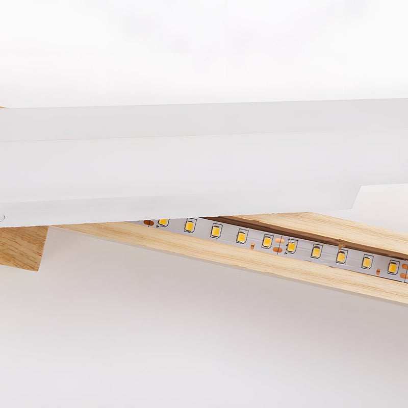 Modern Rectangular Wooden LED Vanity Light - Stylish Wall-Mount Bathroom Lighting Fixture