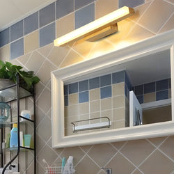 Modern Rectangular Wooden LED Vanity Light - Stylish Wall-Mount Bathroom Lighting Fixture