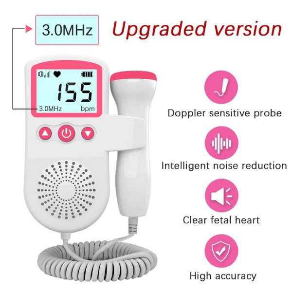 Fetal Doppler Heart Rate Monitor - Home Pregnancy Baby Heartbeat Sound Detector for Expecting Mothers
