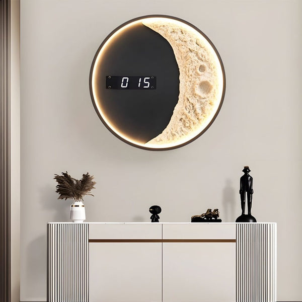 Astronaut Moon LED Wall Light with Digital Clock - 3-Color Decorative Wall Lamp for Unique Home Decor