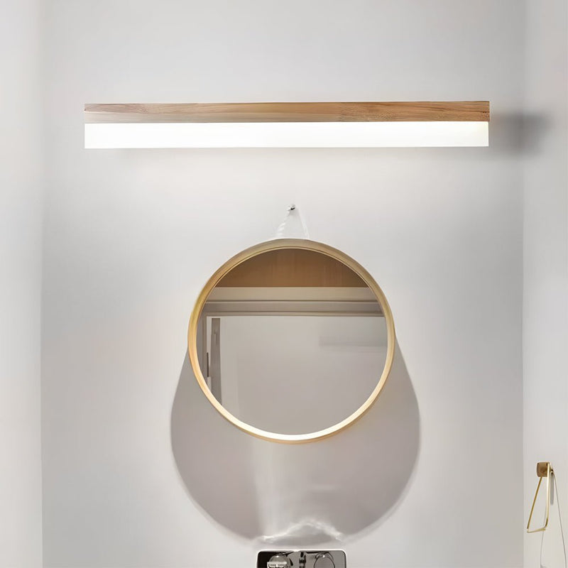 Natural Wooden LED Bathroom Vanity Light Fixture with Plastic Shade - Modern Mirror Lighting for Elegant Home Decor