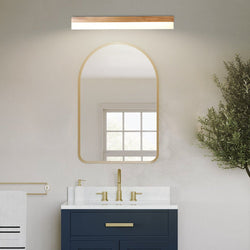 Natural Wooden LED Bathroom Vanity Light Fixture with Plastic Shade - Modern Mirror Lighting for Elegant Home Decor