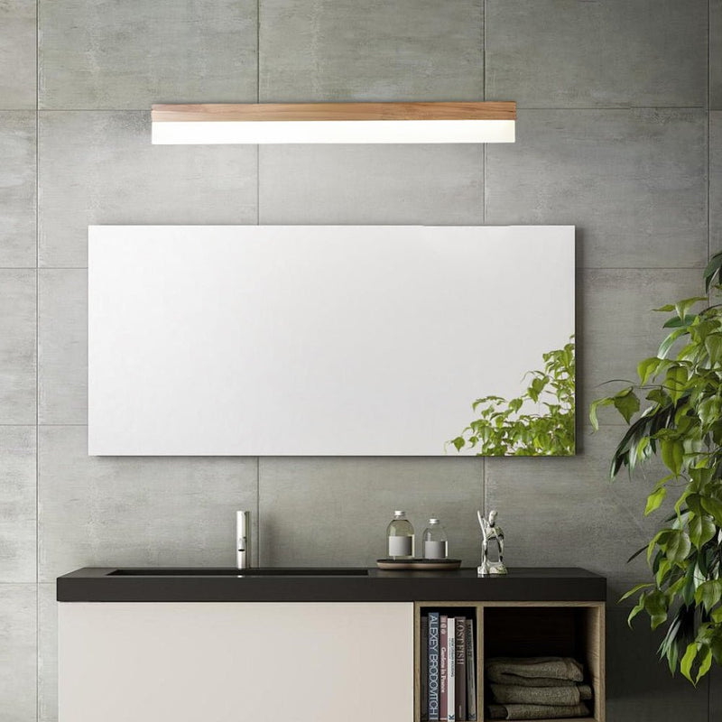Natural Wooden LED Bathroom Vanity Light Fixture with Plastic Shade - Modern Mirror Lighting for Elegant Home Decor