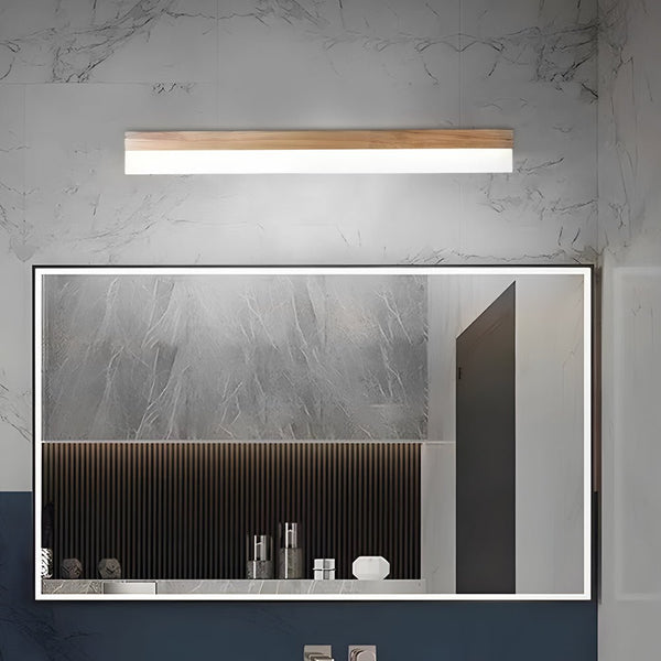 Natural Wooden LED Bathroom Vanity Light Fixture with Plastic Shade - Modern Mirror Lighting for Elegant Home Decor