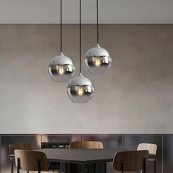 Modern Industrial Pendant Light - LED Glass Globe Ceiling Fixture for Kitchen & Dining Room Lighting