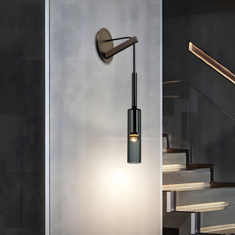 Nordic Copper Finish Wall Sconce with Suspended Cord - Stylish Stairway Lighting Fixture