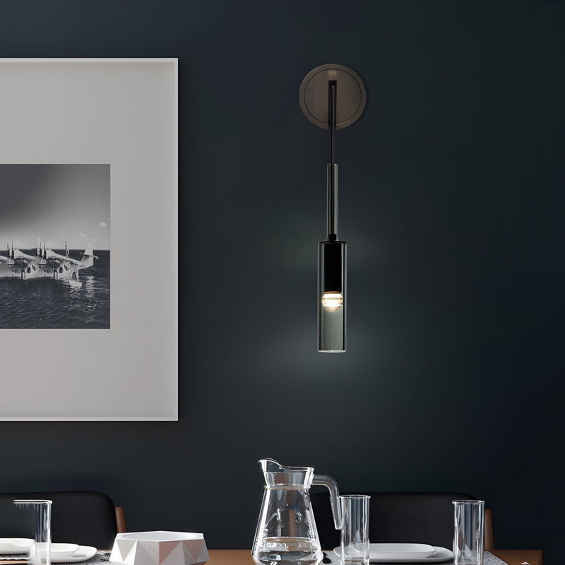 Nordic Copper Finish Wall Sconce with Suspended Cord - Stylish Stairway Lighting Fixture