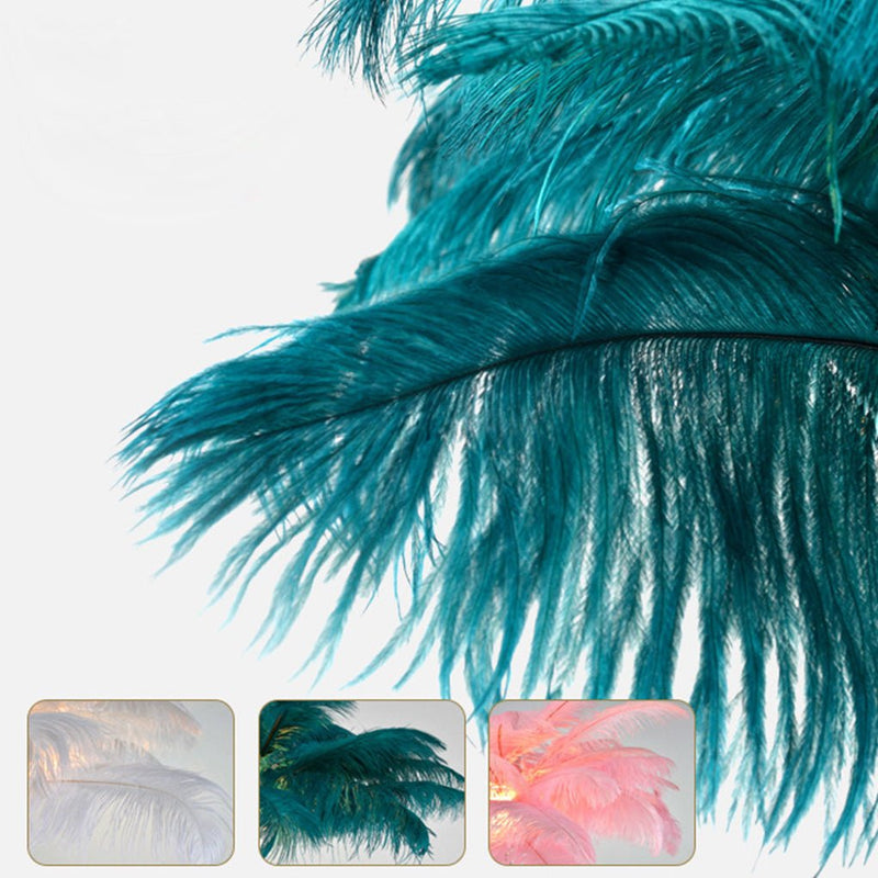 30-Inch Elegant Ostrich Feather Floor Lamp - Statement Decorative Accent Lighting for Home Décor