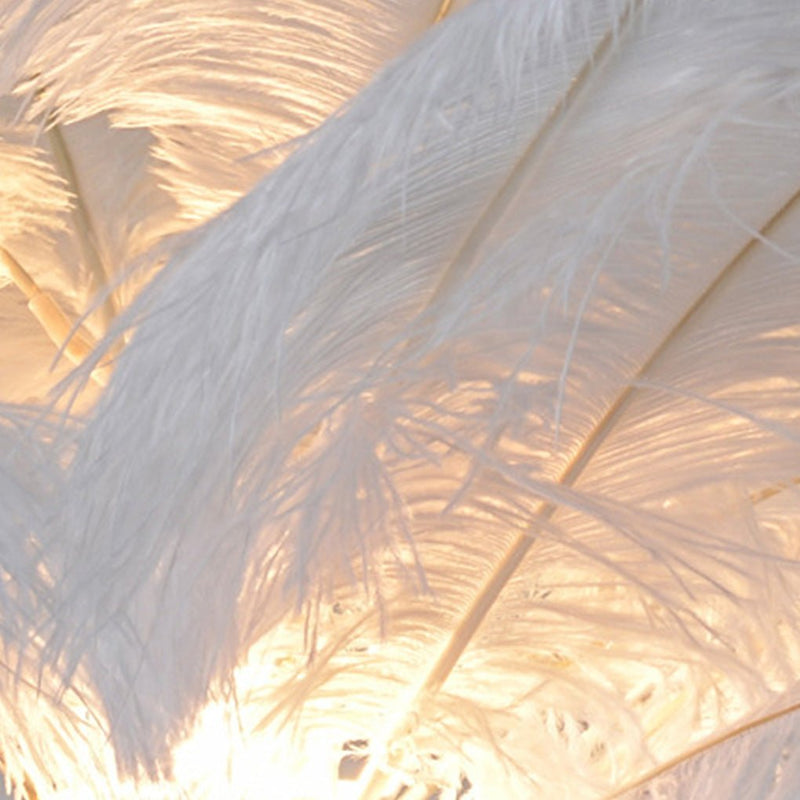 30-Inch Elegant Ostrich Feather Floor Lamp - Statement Decorative Accent Lighting for Home Décor