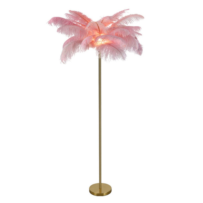 30-Inch Elegant Ostrich Feather Floor Lamp - Statement Decorative Accent Lighting for Home Décor